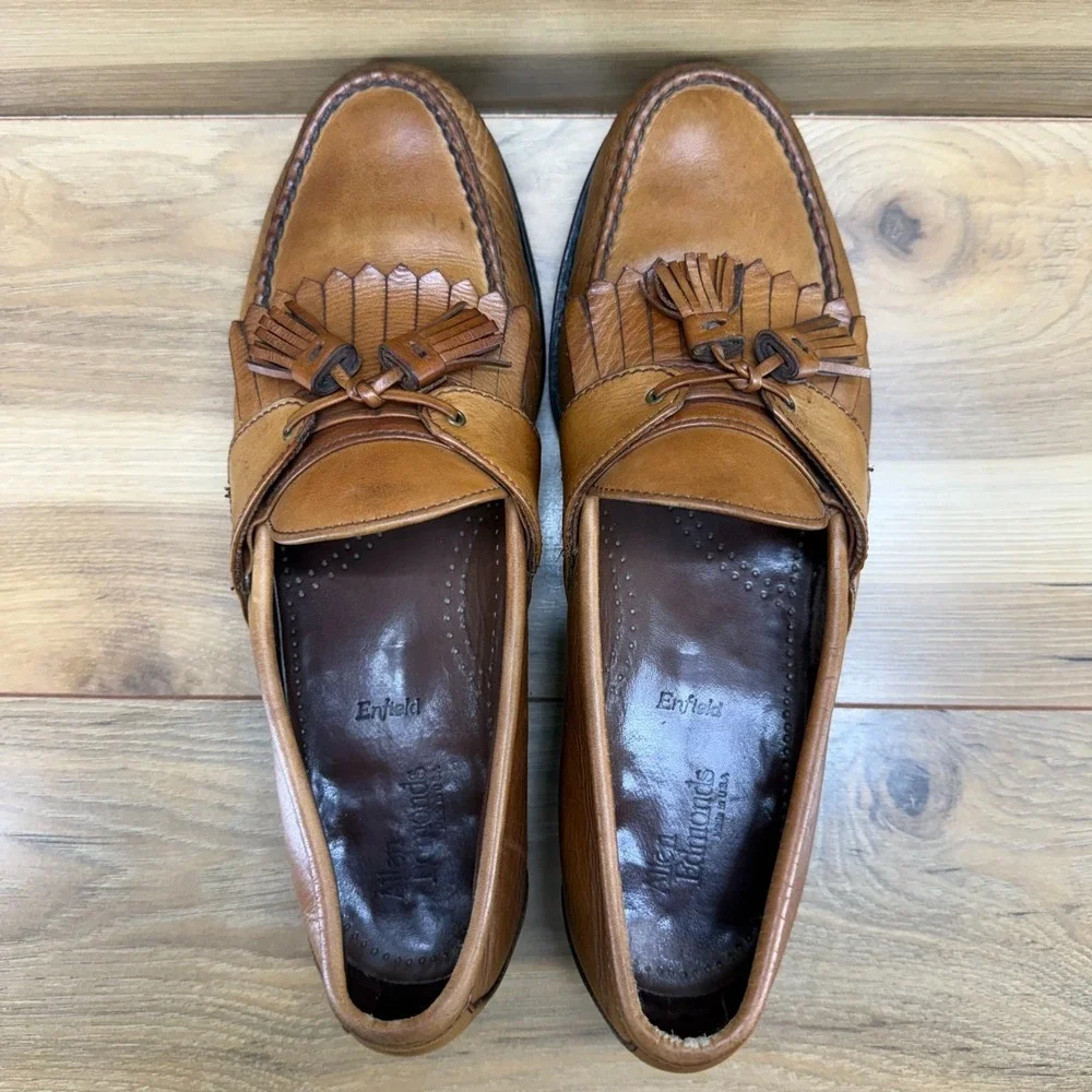 Allen Edmonds Enfield Tassel Loafers Mens 10.5 D Walnut Leather Moc Ivy Business